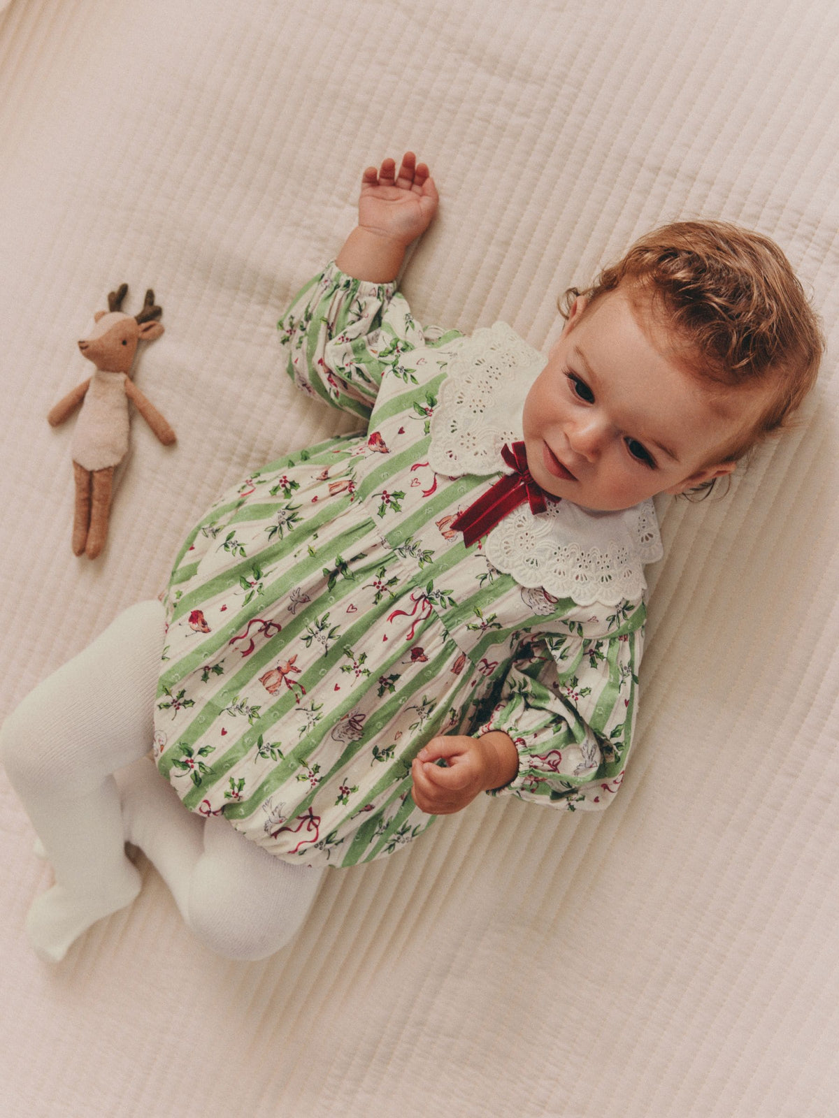 Green Christmas Baby Bubble Romper And Tights Set 2 Piece (0mths-2yrs) - image 2