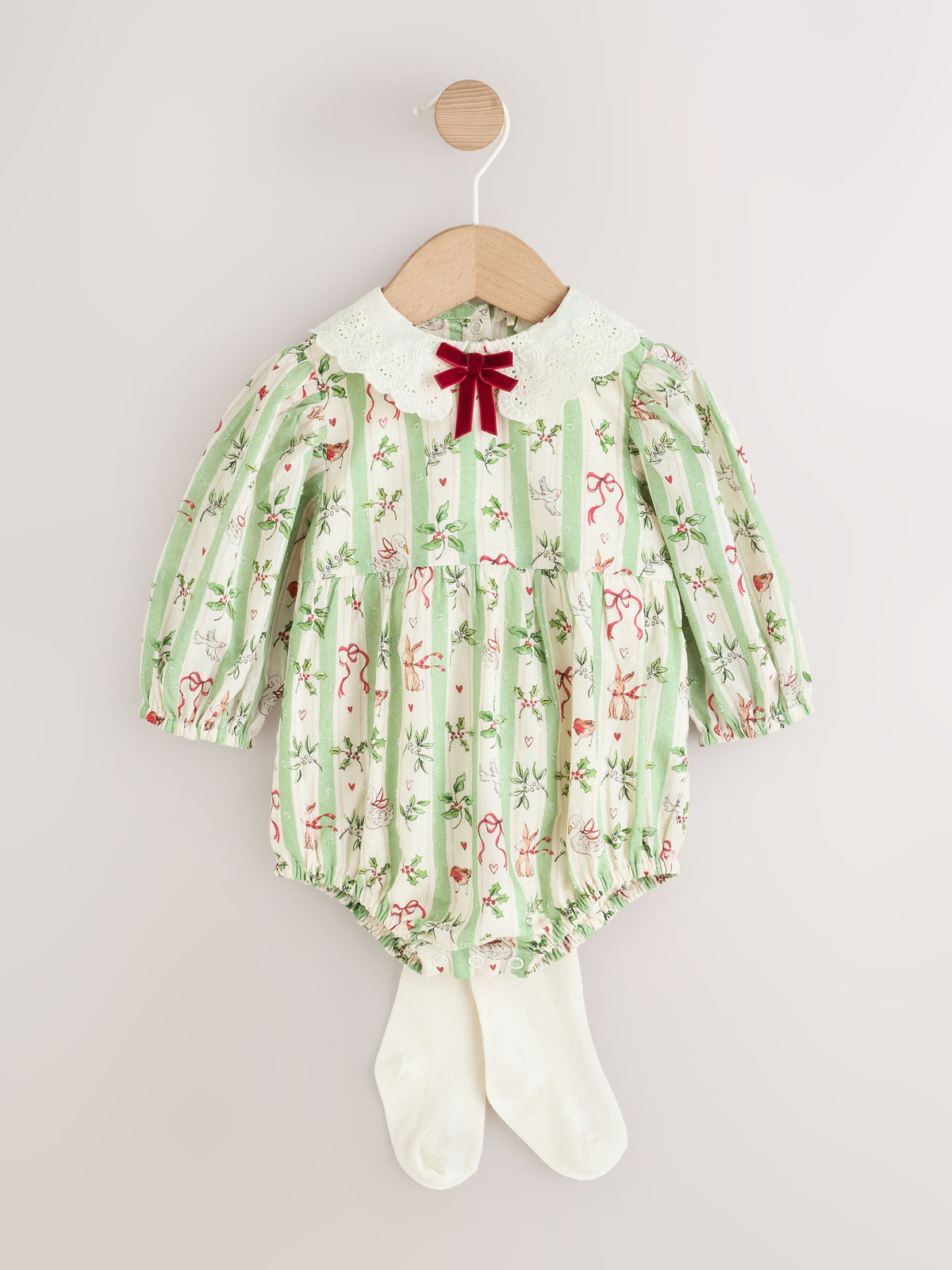 Green Christmas Baby Bubble Romper And Tights Set 2 Piece (0mths-2yrs) - image 5