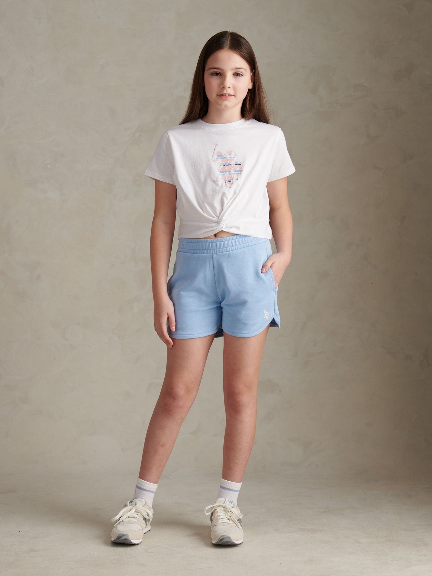 Dsiney Kidz - U.S. Polo Assn Blue Twist Front Graphic T-Shirt & Shorts Set image 1