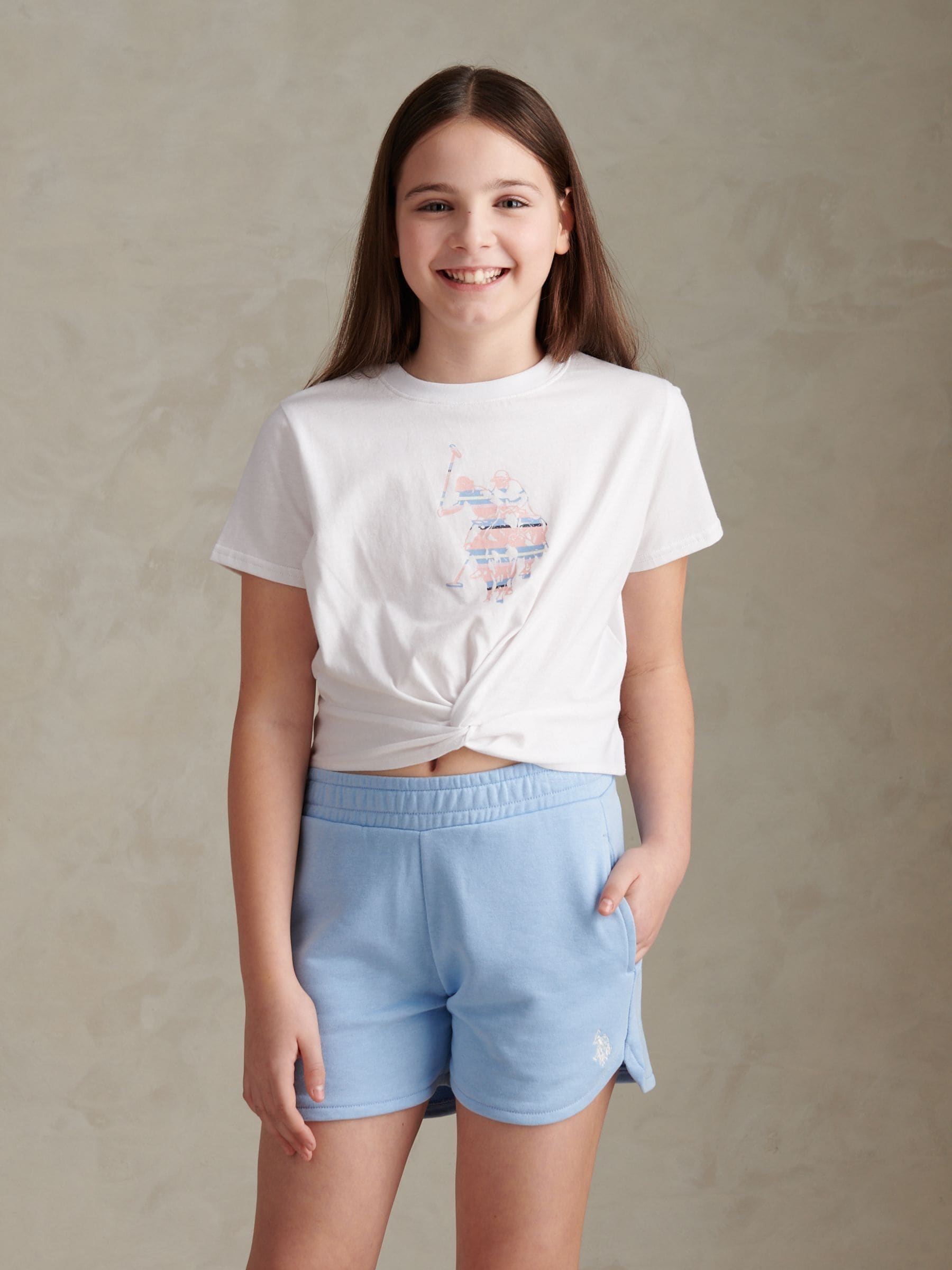 Dsiney Kidz - U.S. Polo Assn Blue Twist Front Graphic T-Shirt & Shorts Set image 3
