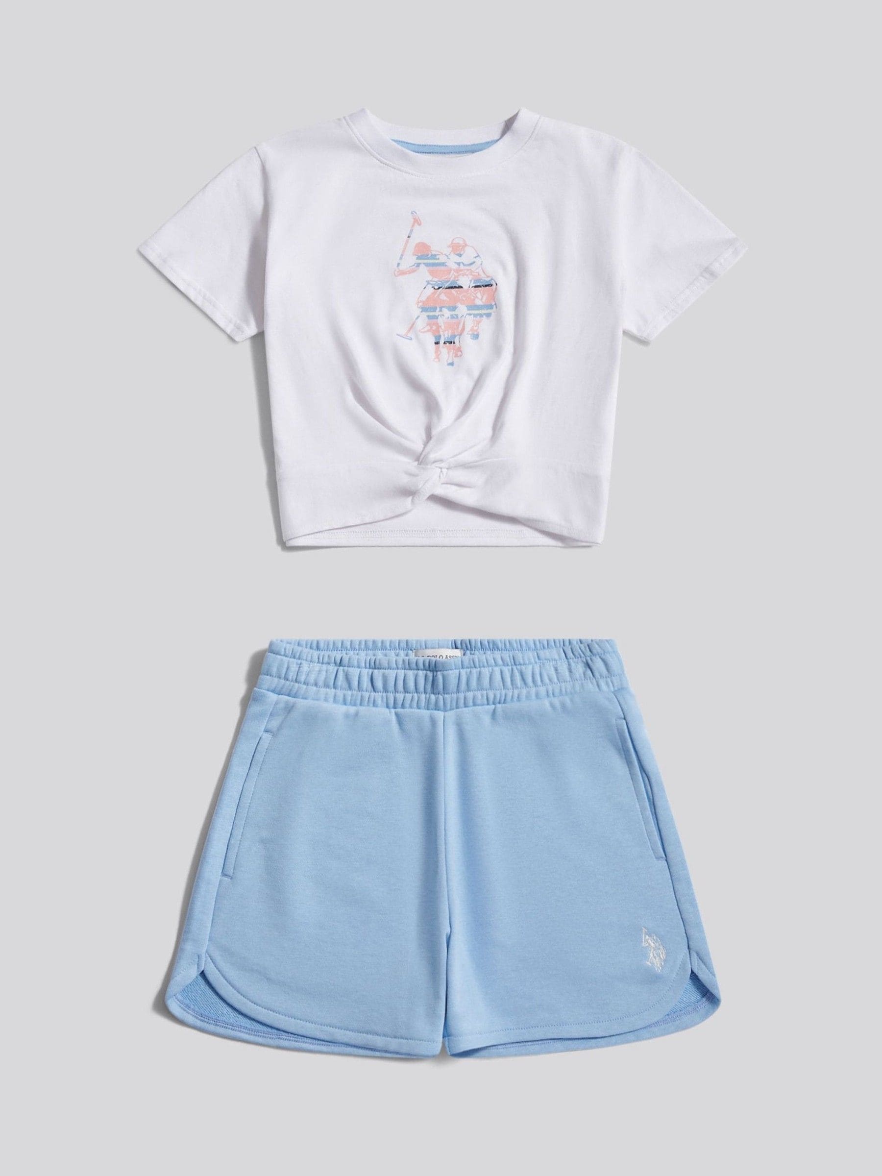Dsiney Kidz - U.S. Polo Assn Blue Twist Front Graphic T-Shirt & Shorts Set image 7