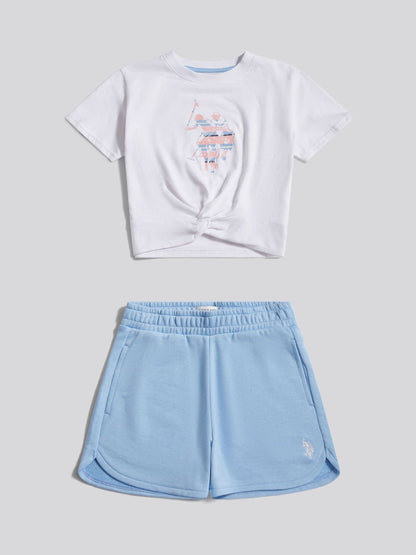 Dsiney Kidz - U.S. Polo Assn Blue Twist Front Graphic T-Shirt & Shorts Set image 7