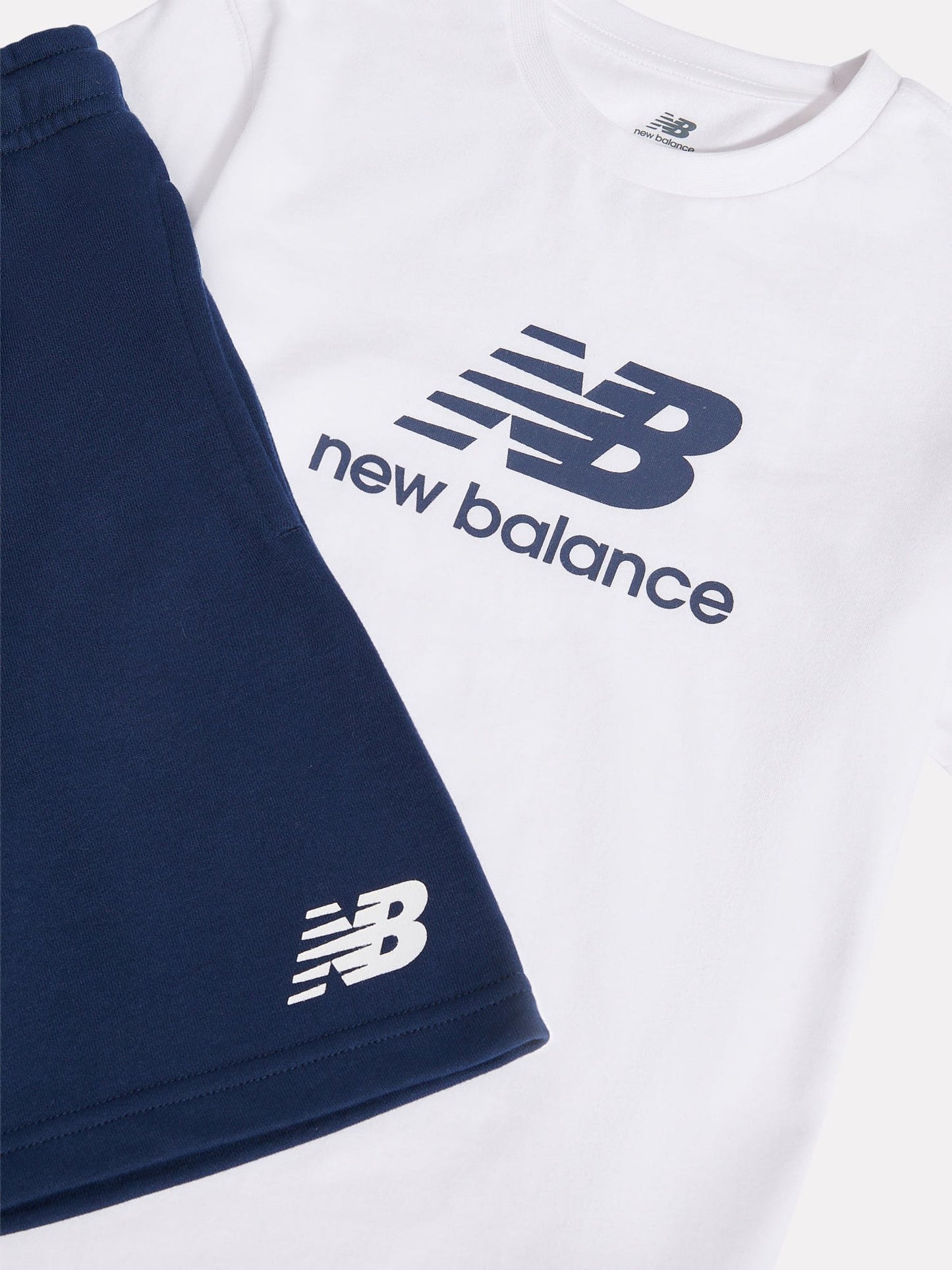 New Balance White Stacked Graphic Jersey T-Shirt & FT Shorts Set image 3