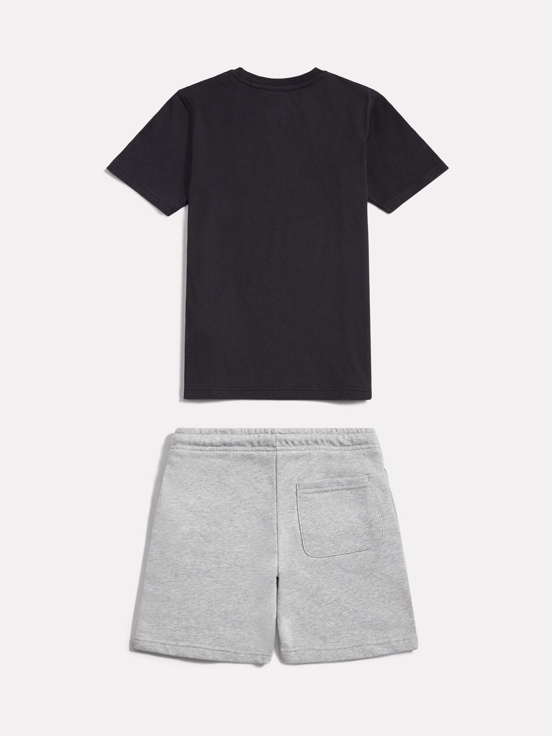 New Balance Black Stacked Logo T-Shirt & FT Shorts Set image 2