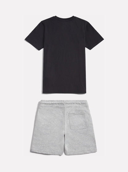 New Balance Black Stacked Logo T-Shirt & FT Shorts Set image 2