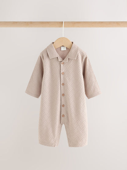 Blue/Neutral Long Sleeve Collared Baby Rompers 2 Pack - image 4