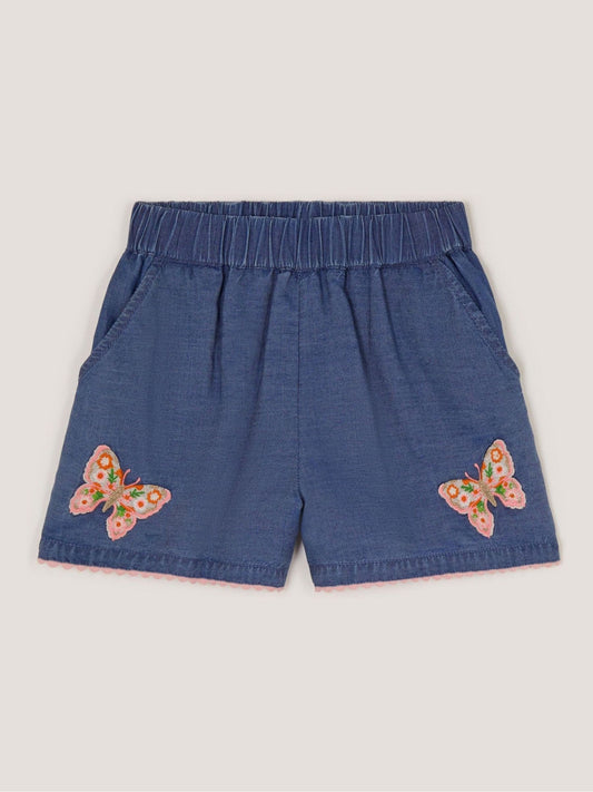 Monsoon Blue Butterfly Embroidered Pull On Shorts image 2