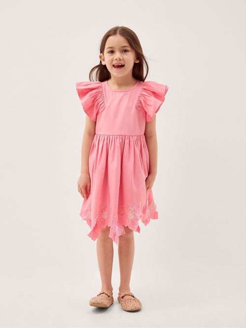 Monsoon Pink Flutter Sleeve Sequin Floral Dress image 1