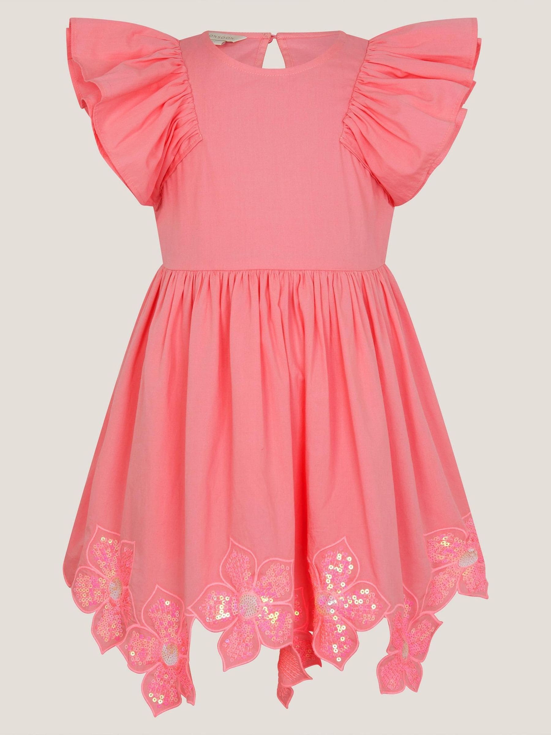 Monsoon Pink Flutter Sleeve Sequin Floral Dress image 2