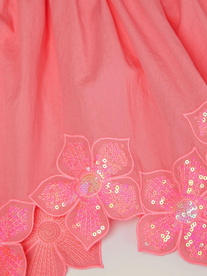 Monsoon Pink Flutter Sleeve Sequin Floral Dress image 4