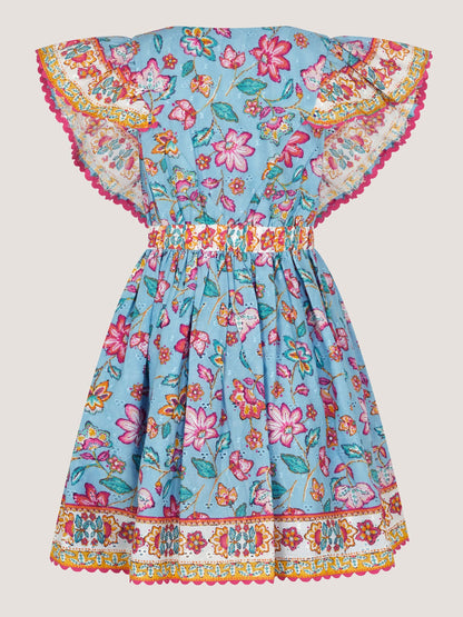 Monsoon Blue Adara Floral Print Broderie Dress image 2
