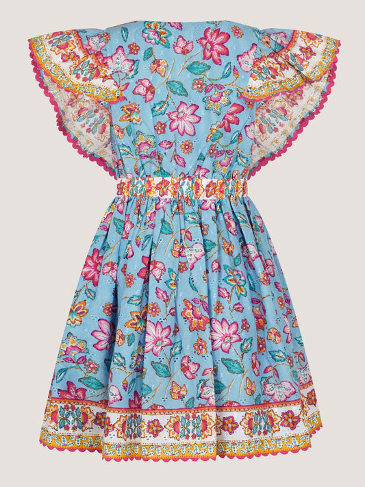Monsoon Blue Adara Floral Print Broderie Dress image 2