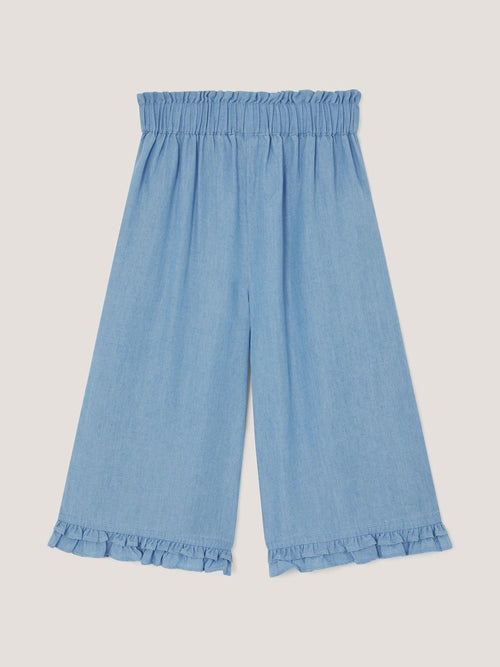 Monsoon Blue Floral Embroidered Wide Leg Trousers image 1