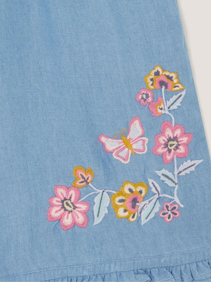 Monsoon Blue Floral Embroidered Wide Leg Trousers image 2