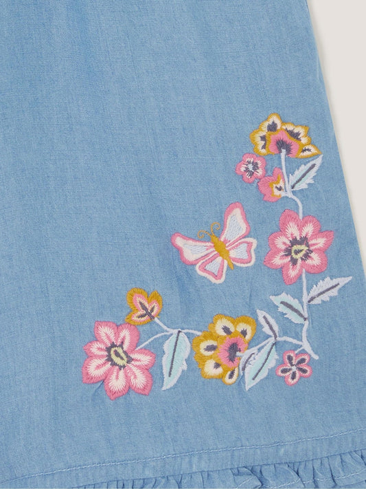 Monsoon Blue Floral Embroidered Wide Leg Trousers image 2
