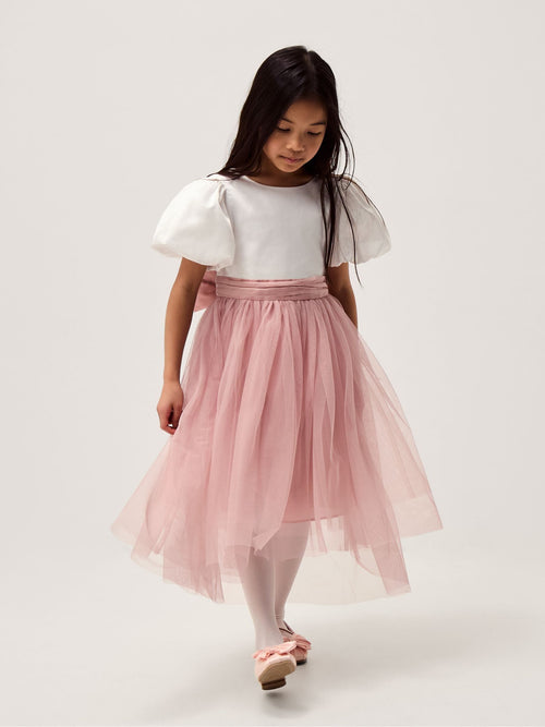 Dsiney Kidz - Monsoon Pink Puff Sleeve Satin Tulle Dress image 1