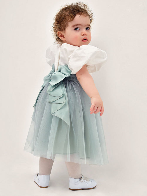 Dsiney Kidz - Monsoon Green Baby Puff Sleeve Sateen Tulle Party Dress image 1