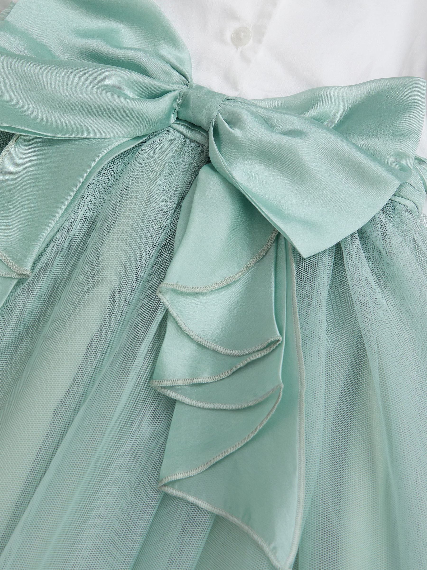 Monsoon Green Baby Puff Sleeve Sateen Tulle Party Dress image 4