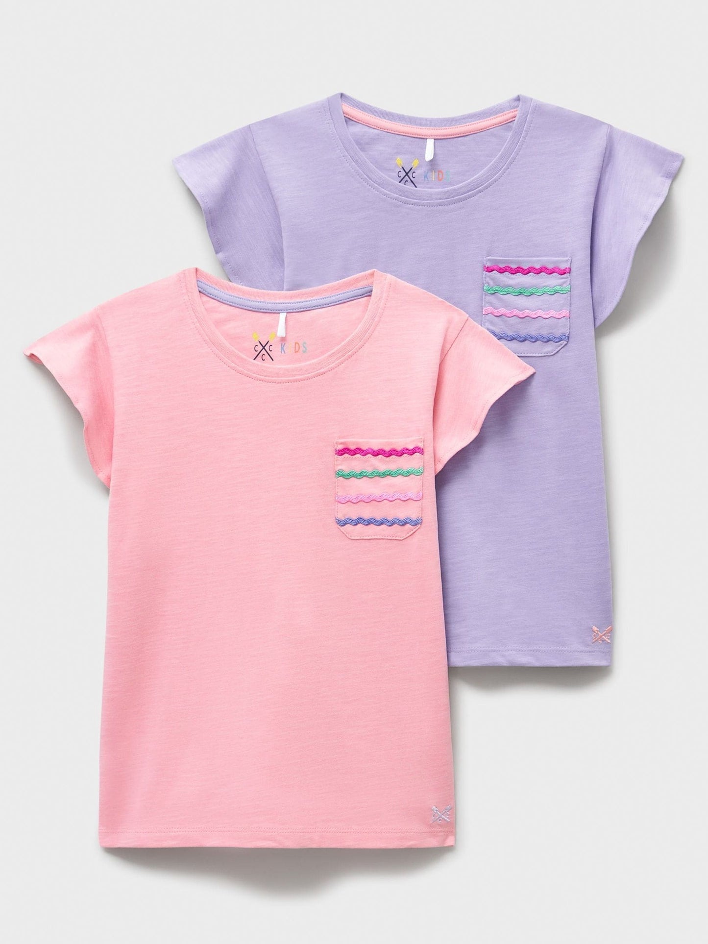 Dsiney Kidz - Crew Clothing Purple Ric Rac Stripe Pocket T-Shirts 2 Pack image 1