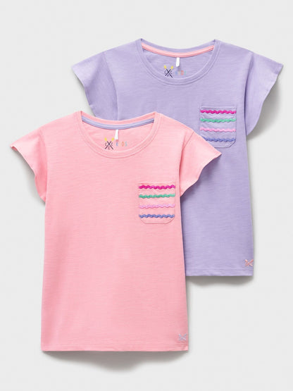 Dsiney Kidz - Crew Clothing Purple Ric Rac Stripe Pocket T-Shirts 2 Pack image 1