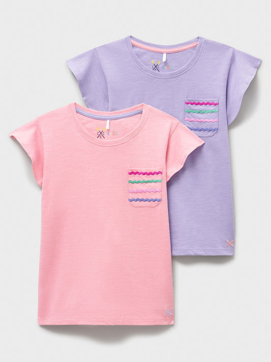 Dsiney Kidz - Crew Clothing Purple Ric Rac Stripe Pocket T-Shirts 2 Pack image 1