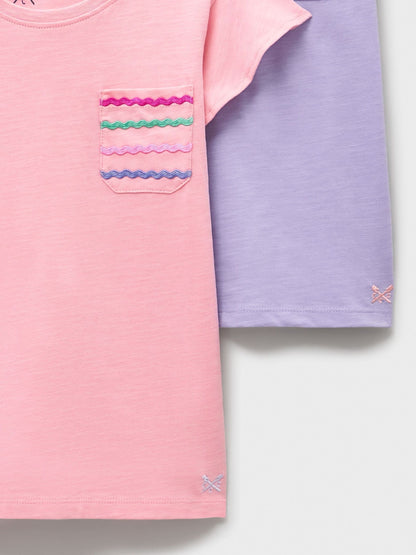 Dsiney Kidz - Crew Clothing Purple Ric Rac Stripe Pocket T-Shirts 2 Pack image 3