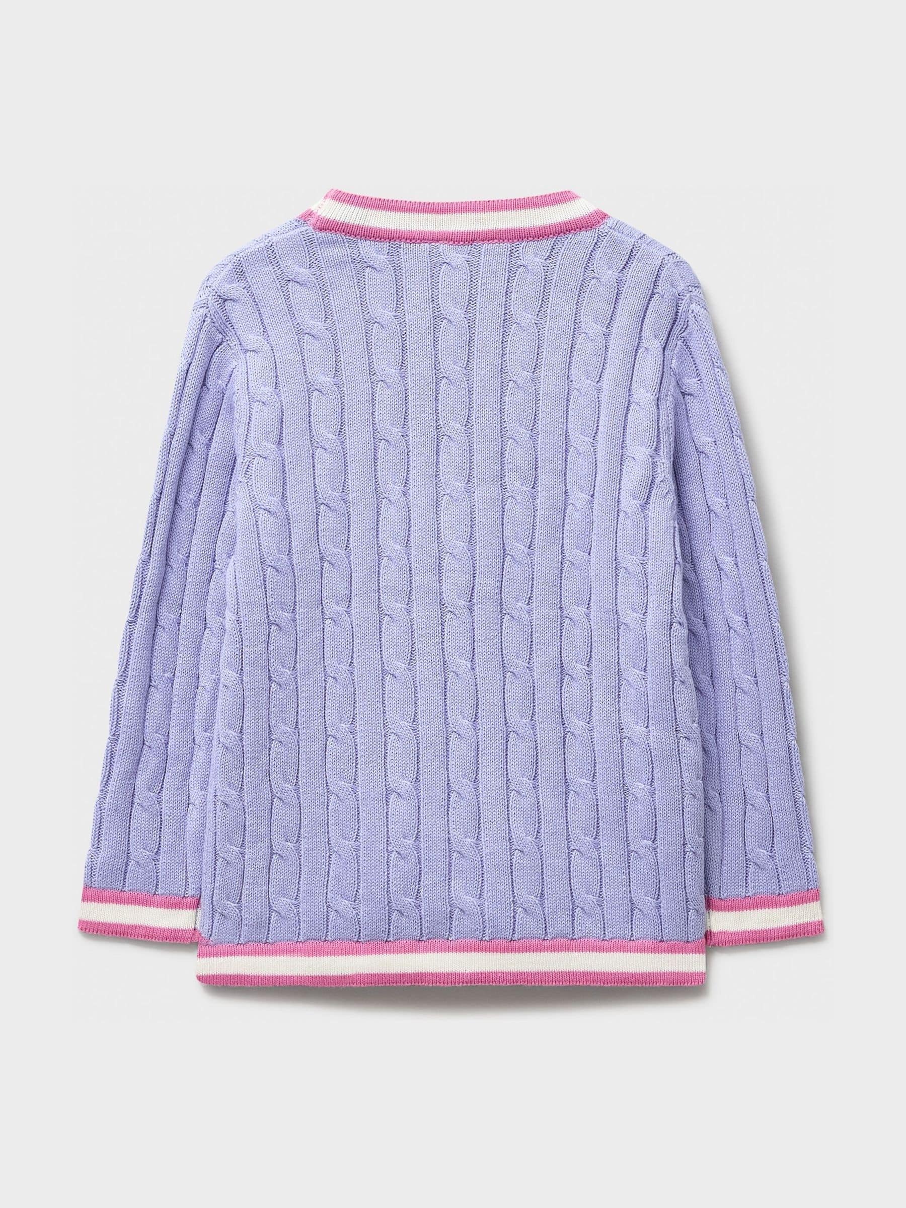 Dsiney Kidz - Crew Clothing Purple Cable Cricket Cardigan image 2