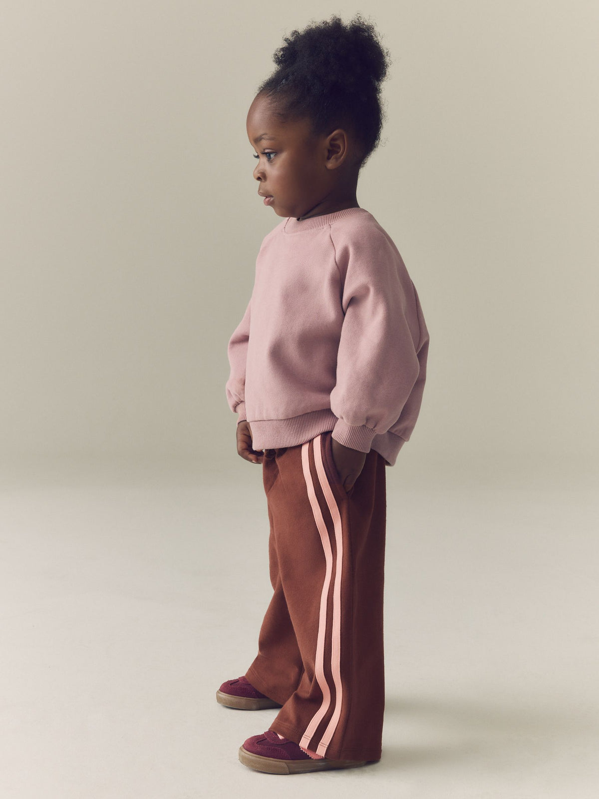 Dsiney Kidz - Chocolate Brown Side Stripe Wide Leg Trousers (3mths-7yrs) image 2