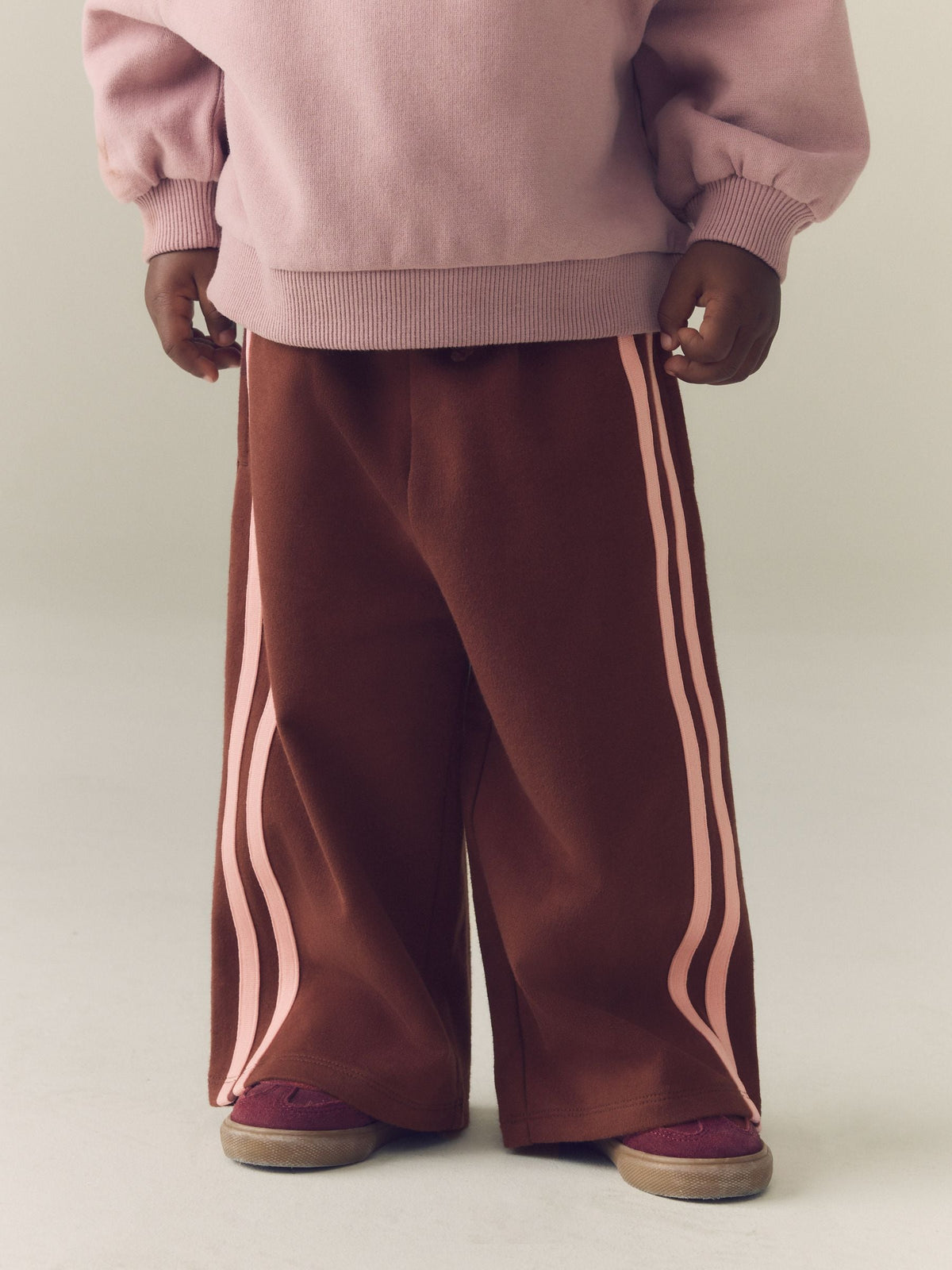 Dsiney Kidz - Chocolate Brown Side Stripe Wide Leg Trousers (3mths-7yrs) image 3