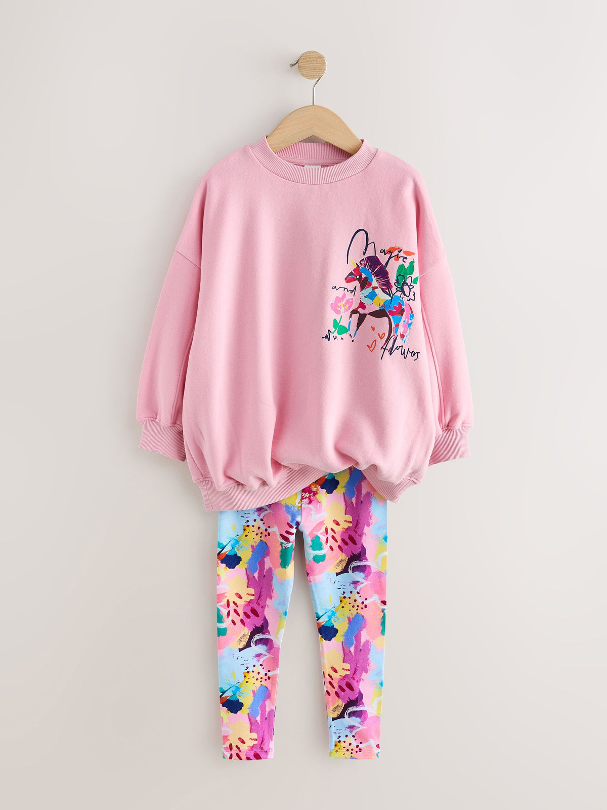 Pink Floral Unicorn Sweatshirt and Leggings Set (3-16yrs) - image 6