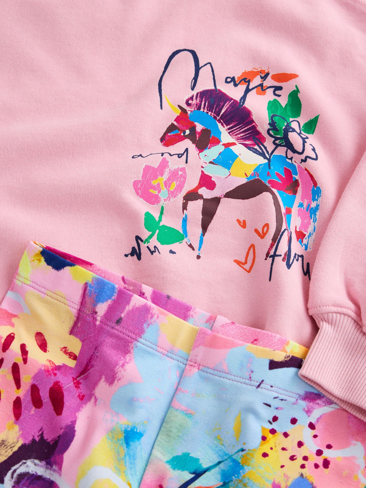 Pink Floral Unicorn Sweatshirt and Leggings Set (3-16yrs) - image 9