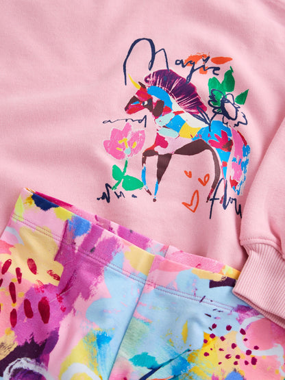 Pink Floral Unicorn Sweatshirt and Leggings Set (3-16yrs) - image 9