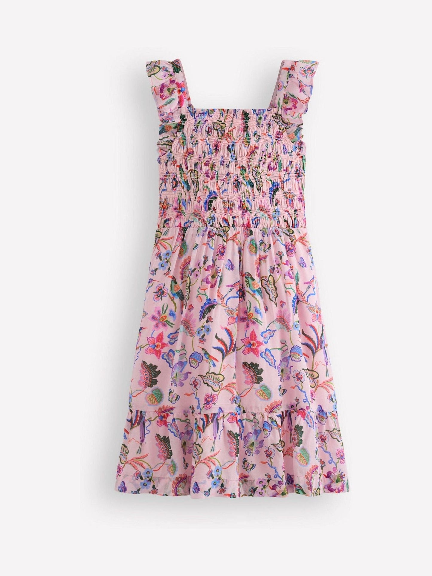 Boden Pink Shirred Embroidered Bow Dress image 1