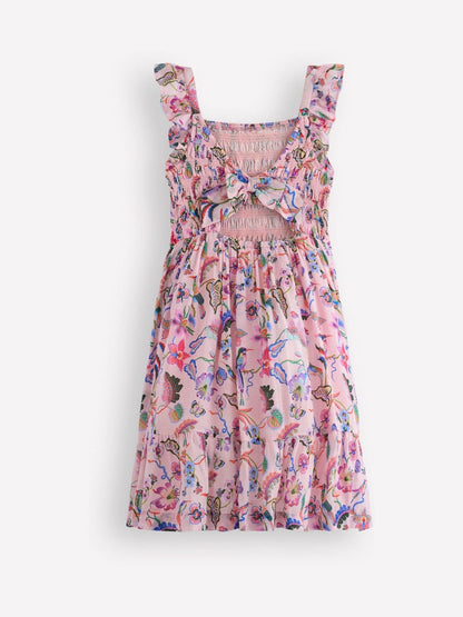Boden Pink Shirred Embroidered Bow Dress image 2