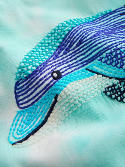 Boden Blue Puff Sleeve Superstitch Top image 3