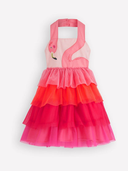 Boden Pink Tulle Mix Logo Dress image 3