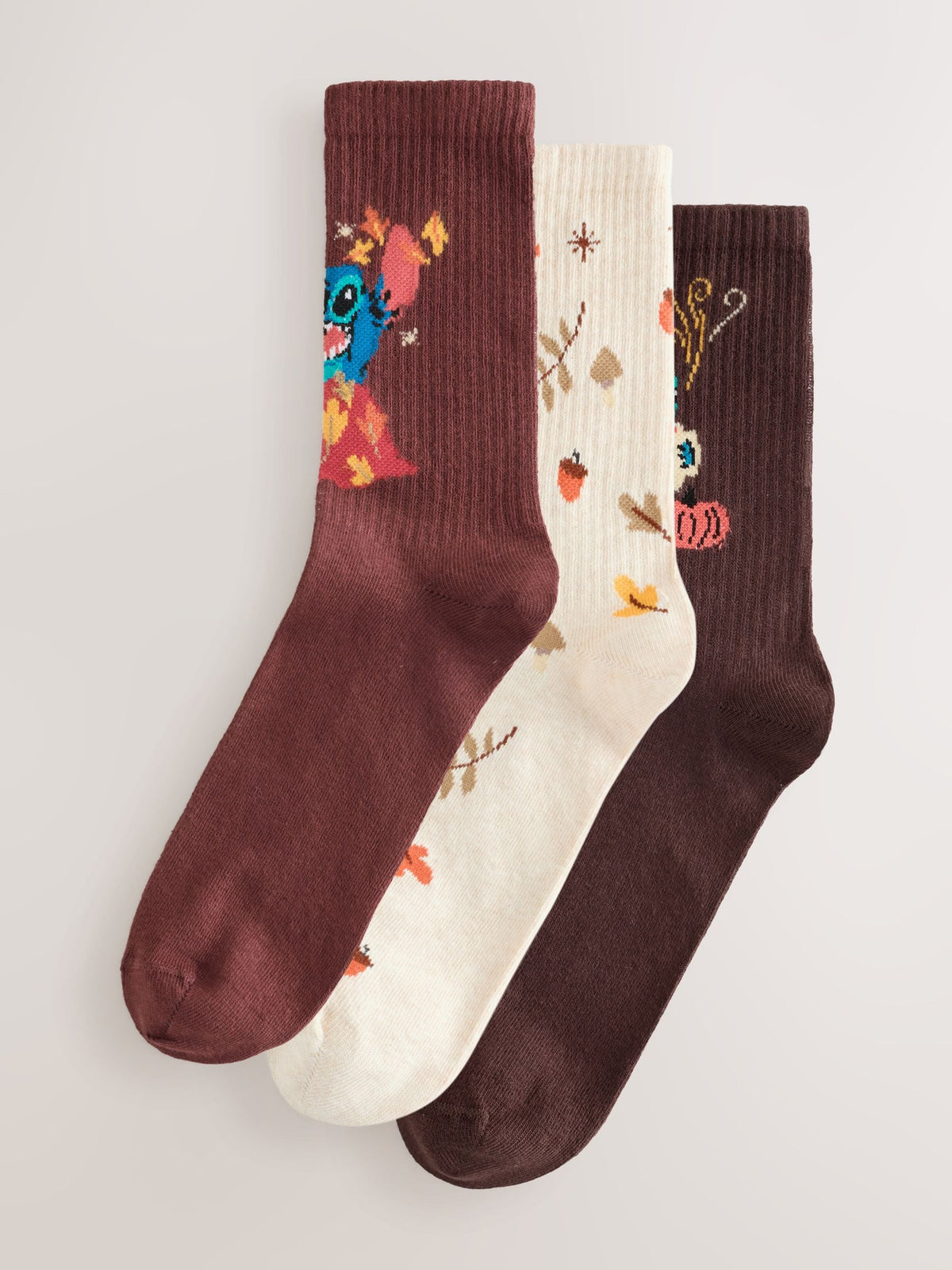 Chocolate Brown Disney Stitch Licensed Ribbed Ankle Socks 3 Pack - image 1