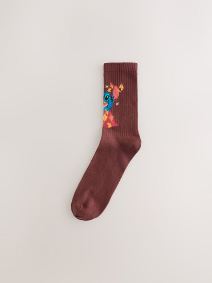 Chocolate Brown Disney Stitch Licensed Ribbed Ankle Socks 3 Pack - image 4