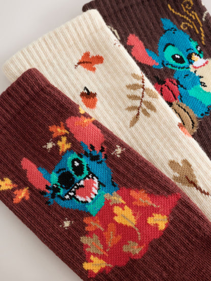 Chocolate Brown Disney Stitch Licensed Ribbed Ankle Socks 3 Pack - image 5