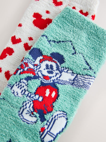 Green/Red Mickey Mouse Skiing Licensed Cosy Ankle Socks 2 Pack - image 4