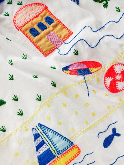 Boden Cream Logo Sun Dress image 3