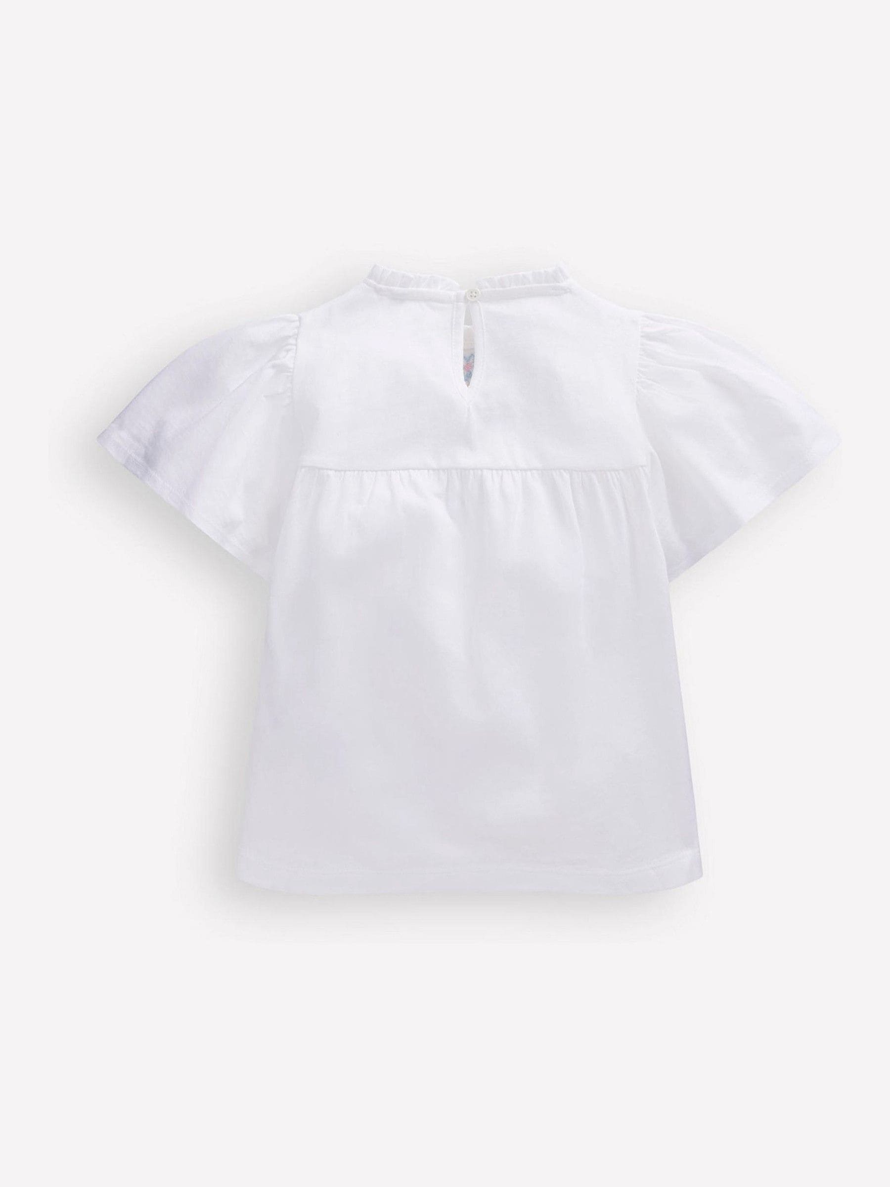 Boden White Embroidered Flutter Sleeve Top image 2