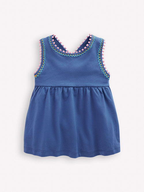 Dsiney Kidz - Boden Blue Cross-Back Pom Trim Dresses image 1