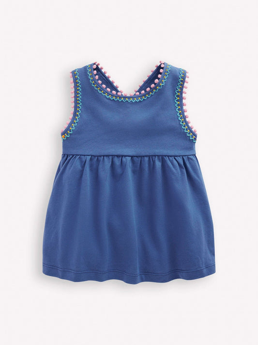 Boden Blue Cross-Back Pom Trim Dresses image 1