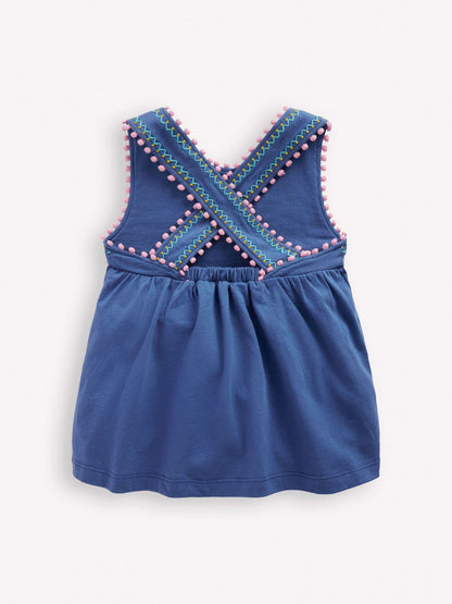 Boden Blue Cross-Back Pom Trim Dresses image 2