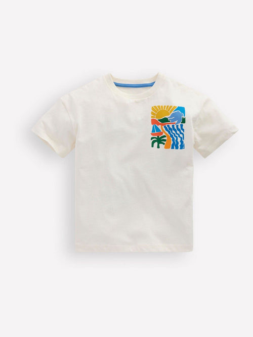 Boden Cream Front & Back Graphic T-shirt image 1