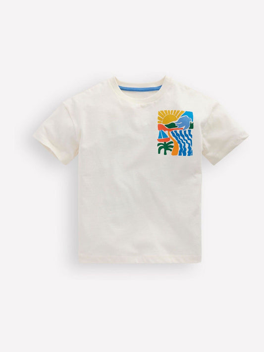 Boden Cream Front & Back Graphic T-shirt image 1