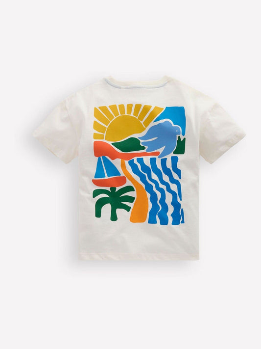 Boden Cream Front & Back Graphic T-shirt image 2