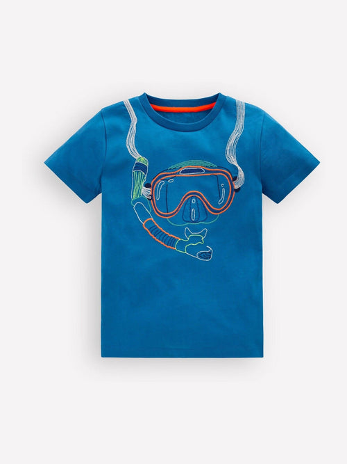 Boden Blue Linear Stitch T-shirt image 1