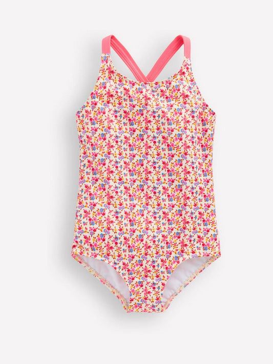 Boden Cream Cross-back Printed Swimsuit image 1